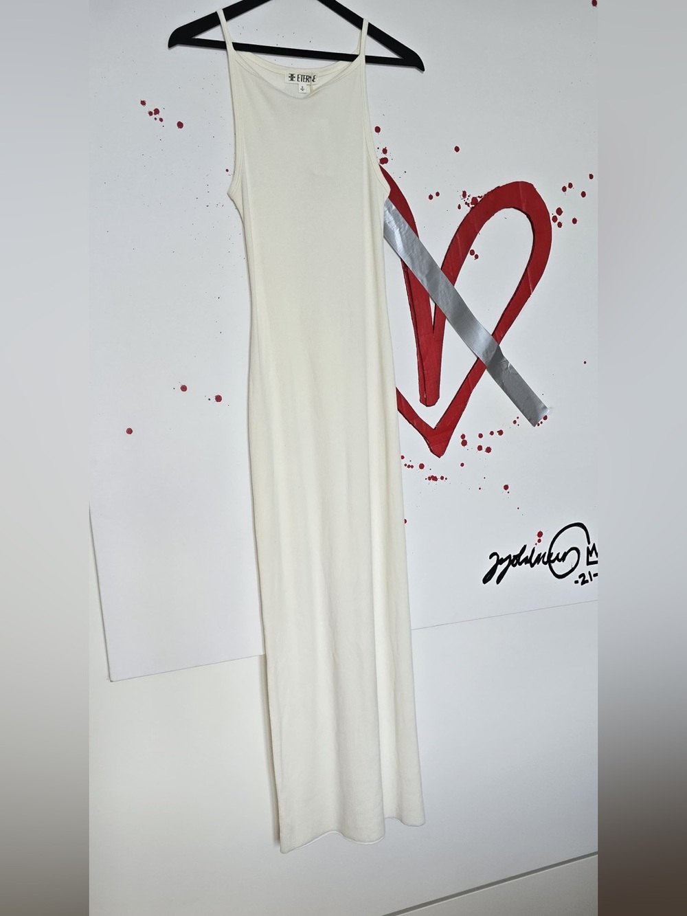 Eterne Ribbed Cream Maxi Dress